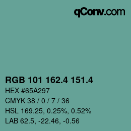 カラーコード: RGB 101 162.4 151.4 | qconv.com