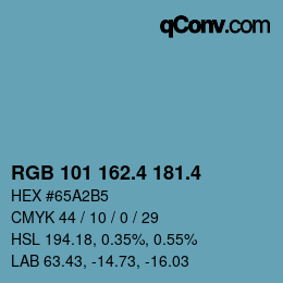 カラーコード: RGB 101 162.4 181.4 | qconv.com