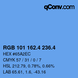 カラーコード: RGB 101 162.4 236.4 | qconv.com
