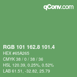 カラーコード: RGB 101 162.8 101.4 | qconv.com