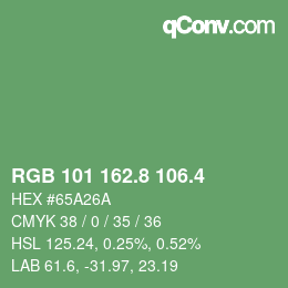カラーコード: RGB 101 162.8 106.4 | qconv.com