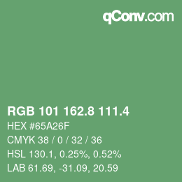 カラーコード: RGB 101 162.8 111.4 | qconv.com