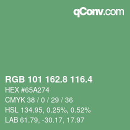 カラーコード: RGB 101 162.8 116.4 | qconv.com
