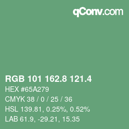 カラーコード: RGB 101 162.8 121.4 | qconv.com