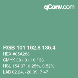カラーコード: RGB 101 162.8 136.4 | qconv.com