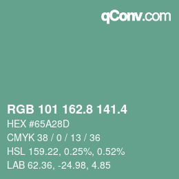 カラーコード: RGB 101 162.8 141.4 | qconv.com