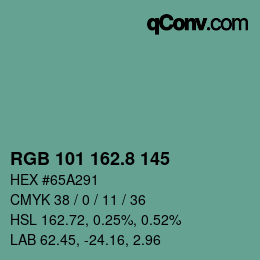カラーコード: RGB 101 162.8 145 | qconv.com
