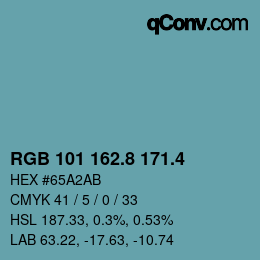 カラーコード: RGB 101 162.8 171.4 | qconv.com
