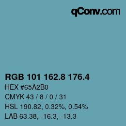 カラーコード: RGB 101 162.8 176.4 | qconv.com