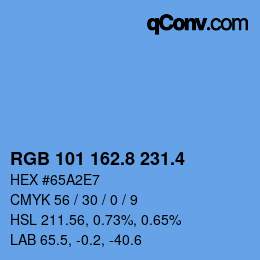 カラーコード: RGB 101 162.8 231.4 | qconv.com