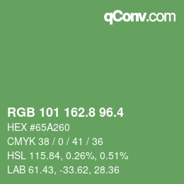 カラーコード: RGB 101 162.8 96.4 | qconv.com
