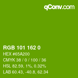 カラーコード: RGB 101 162 0 | qconv.com