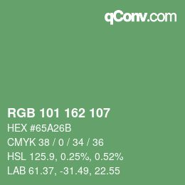 Color code: RGB 101 162 107 | qconv.com