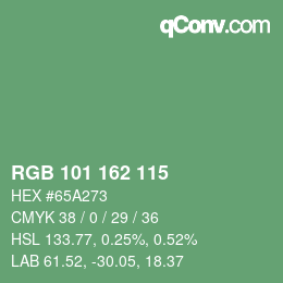 Color code: RGB 101 162 115 | qconv.com