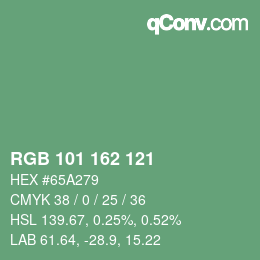 Color code: RGB 101 162 121 | qconv.com