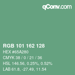 Color code: RGB 101 162 128 | qconv.com