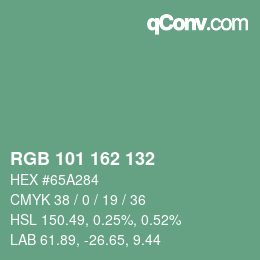 Color code: RGB 101 162 132 | qconv.com