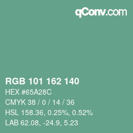 Código de color: RGB 101 162 140 | qconv.com
