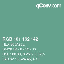 カラーコード: RGB 101 162 142 | qconv.com