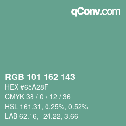 Color code: RGB 101 162 143 | qconv.com