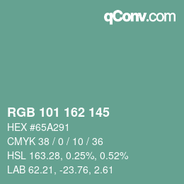 Código de color: RGB 101 162 145 | qconv.com