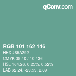 Color code: RGB 101 162 146 | qconv.com
