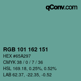 Color code: RGB 101 162 151 | qconv.com
