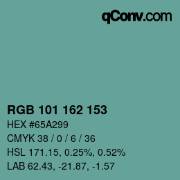 Color code: RGB 101 162 153 | qconv.com