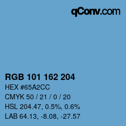Color code: RGB 101 162 204 | qconv.com