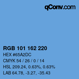 Color code: RGB 101 162 220 | qconv.com