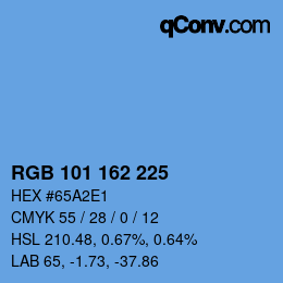 Color code: RGB 101 162 225 | qconv.com