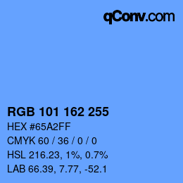 Color code: RGB 101 162 255 | qconv.com