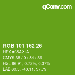 Color code: RGB 101 162 26 | qconv.com