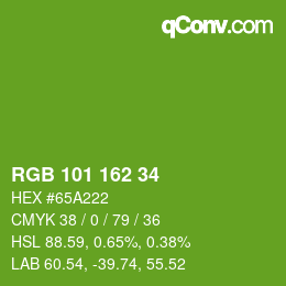 Color code: RGB 101 162 34 | qconv.com