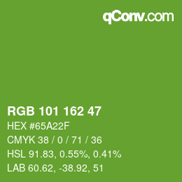 Color code: RGB 101 162 47 | qconv.com