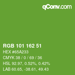 カラーコード: RGB 101 162 51 | qconv.com