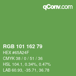 カラーコード: RGB 101 162 79 | qconv.com