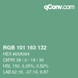 Color code: RGB 101 163 132 | qconv.com