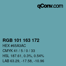 Color code: RGB 101 163 172 | qconv.com