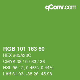 Color code: RGB 101 163 60 | qconv.com