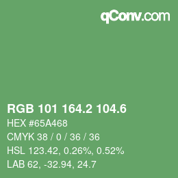 カラーコード: RGB 101 164.2 104.6 | qconv.com