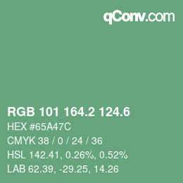カラーコード: RGB 101 164.2 124.6 | qconv.com