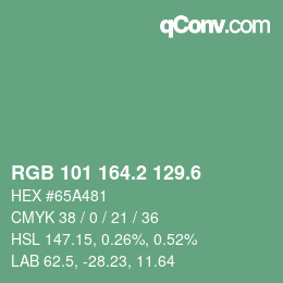カラーコード: RGB 101 164.2 129.6 | qconv.com