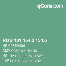 カラーコード: RGB 101 164.2 134.6 | qconv.com