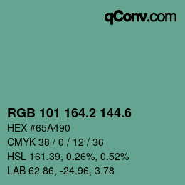 カラーコード: RGB 101 164.2 144.6 | qconv.com