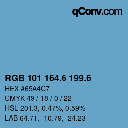 カラーコード: RGB 101 164.6 199.6 | qconv.com