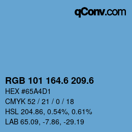 カラーコード: RGB 101 164.6 209.6 | qconv.com