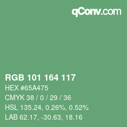 Código de color: RGB 101 164 117 | qconv.com