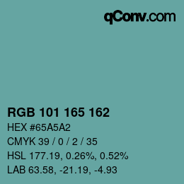 Color code: RGB 101 165 162 | qconv.com