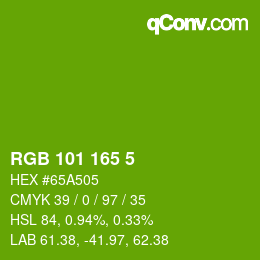 Color code: RGB 101 165 5 | qconv.com